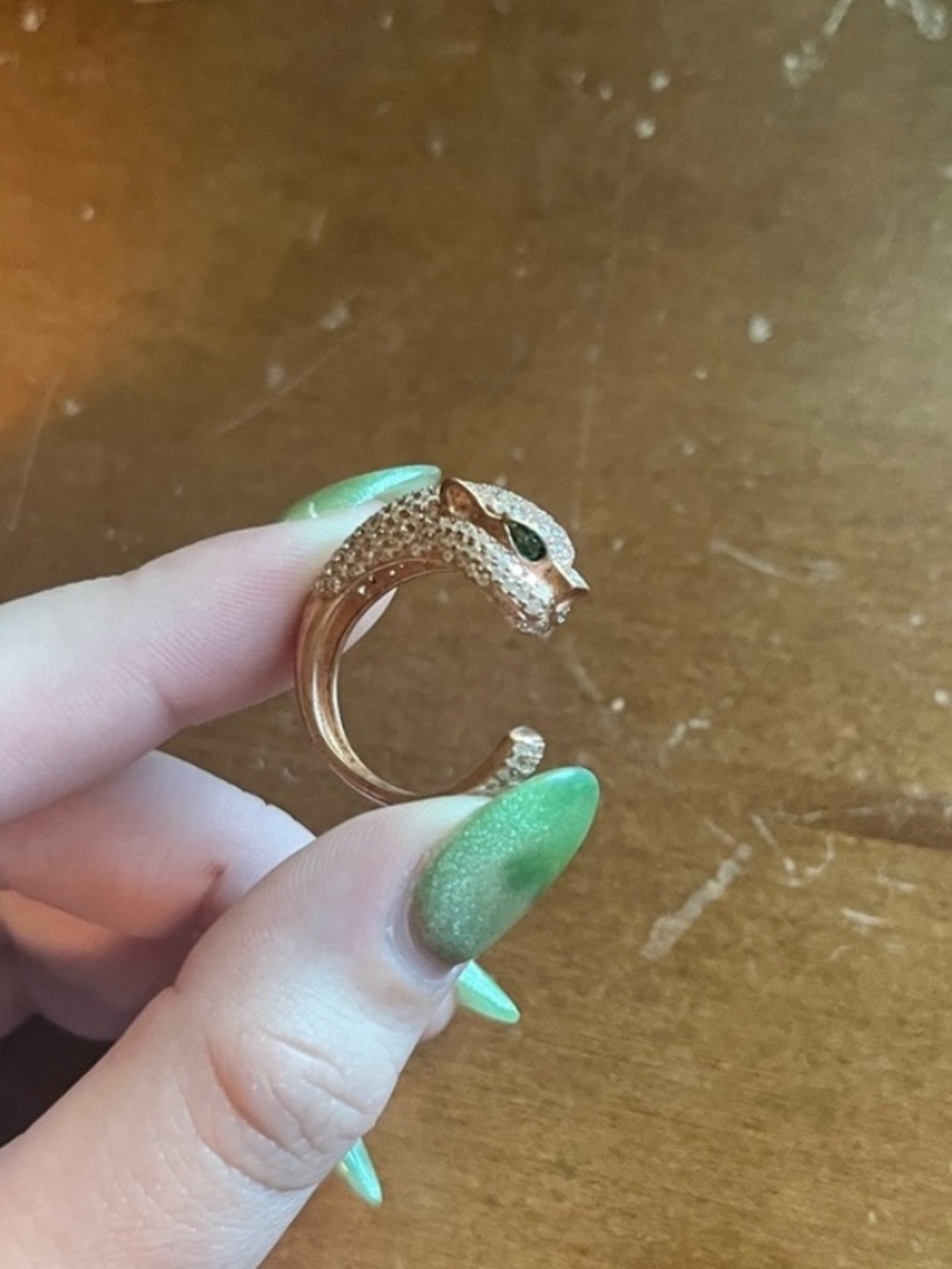 925 Sterling Silver Rose Gold Plated Panther/Puma Ring Size 8 Statement Ring